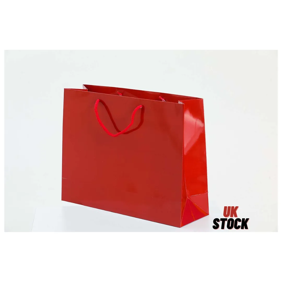 Large Red Glossy Laminated Uk Carrier Bags