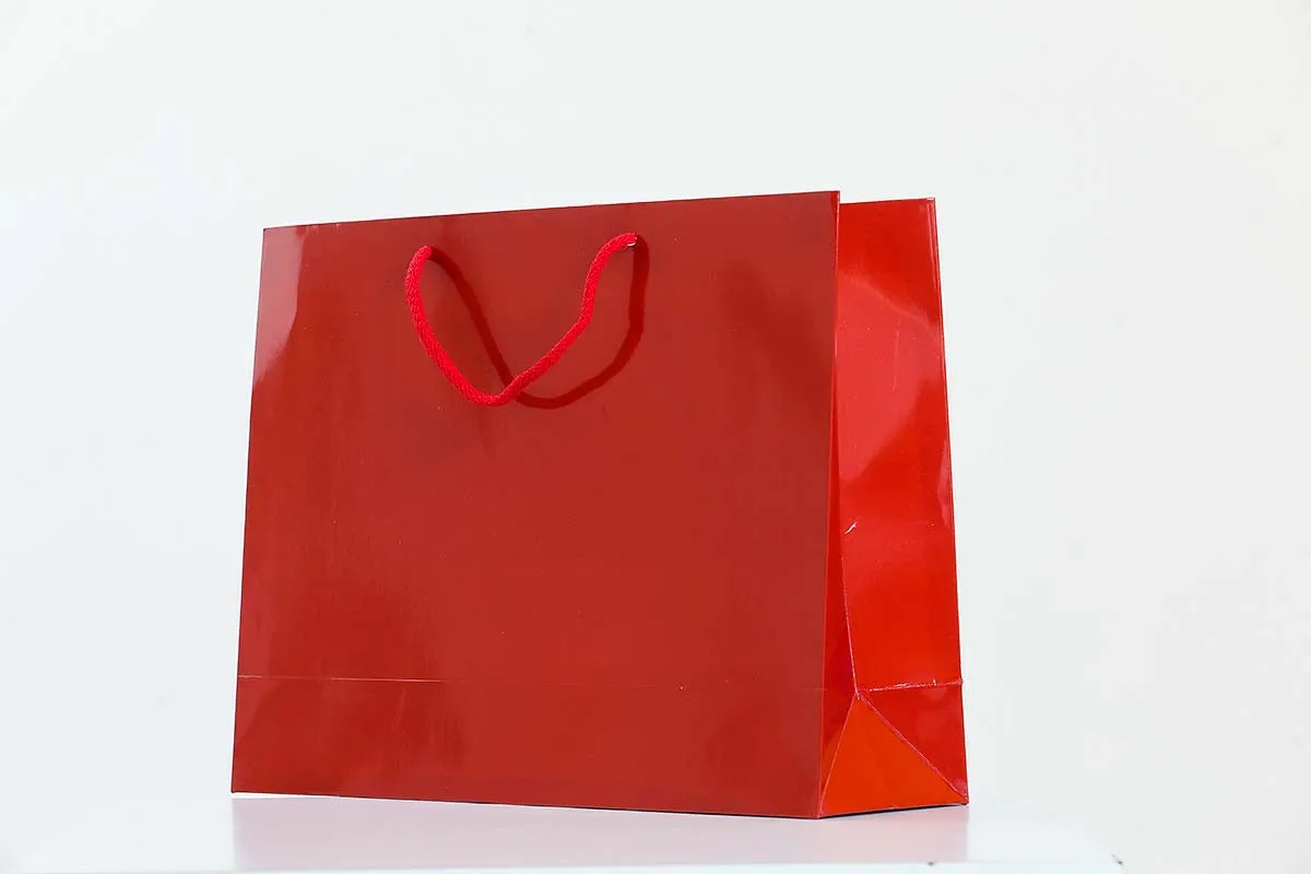 Large Red Glossy Laminated Uk Carrier Bags