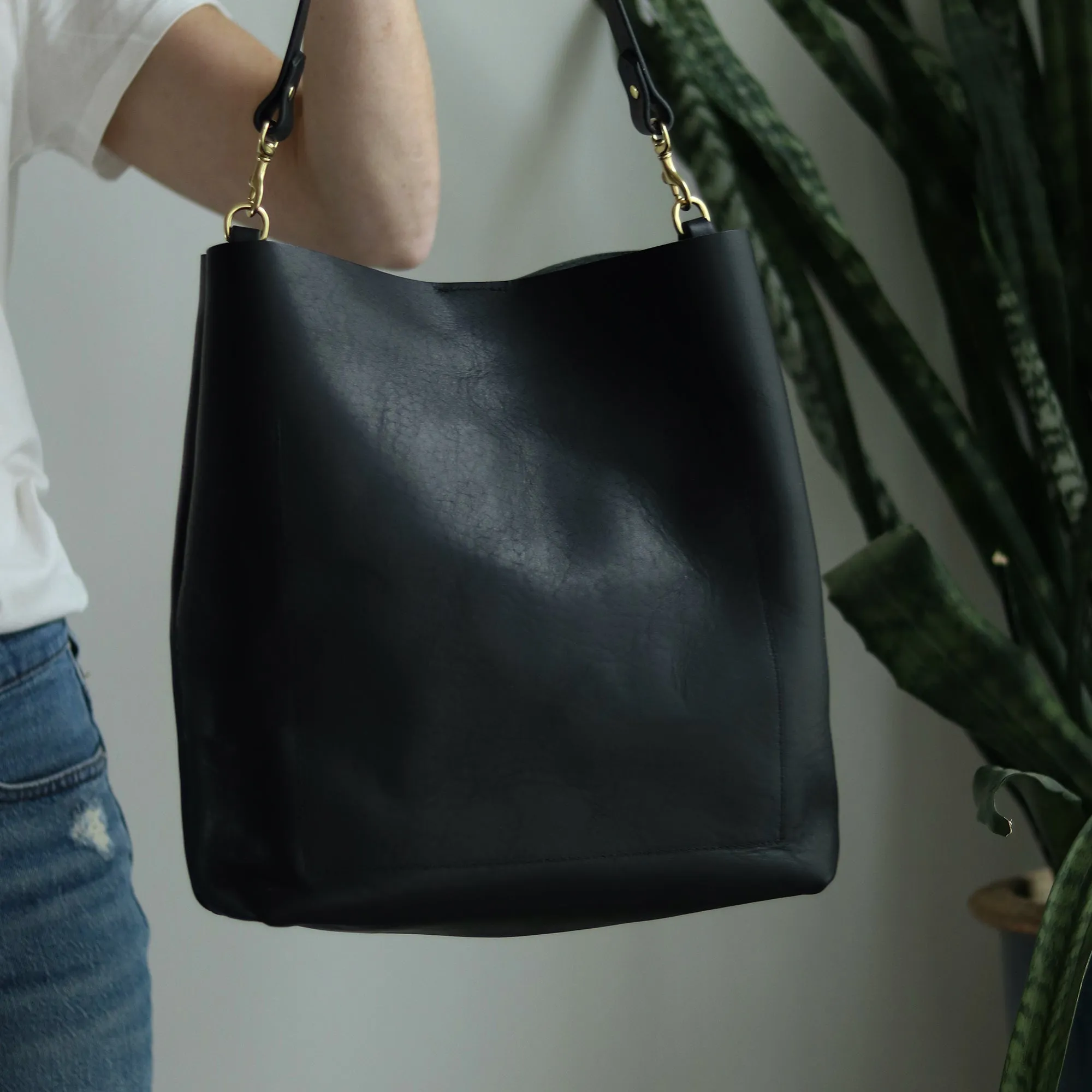 Leather Day Bag - Soft and Slouchy Black