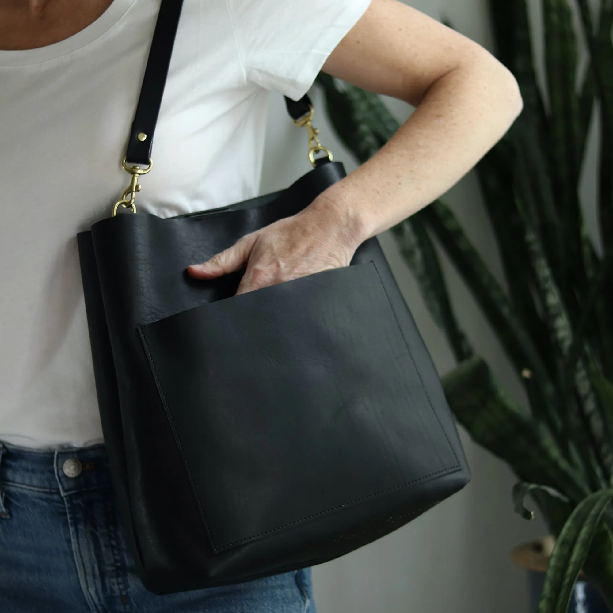 Leather Day Bag - Soft and Slouchy Black