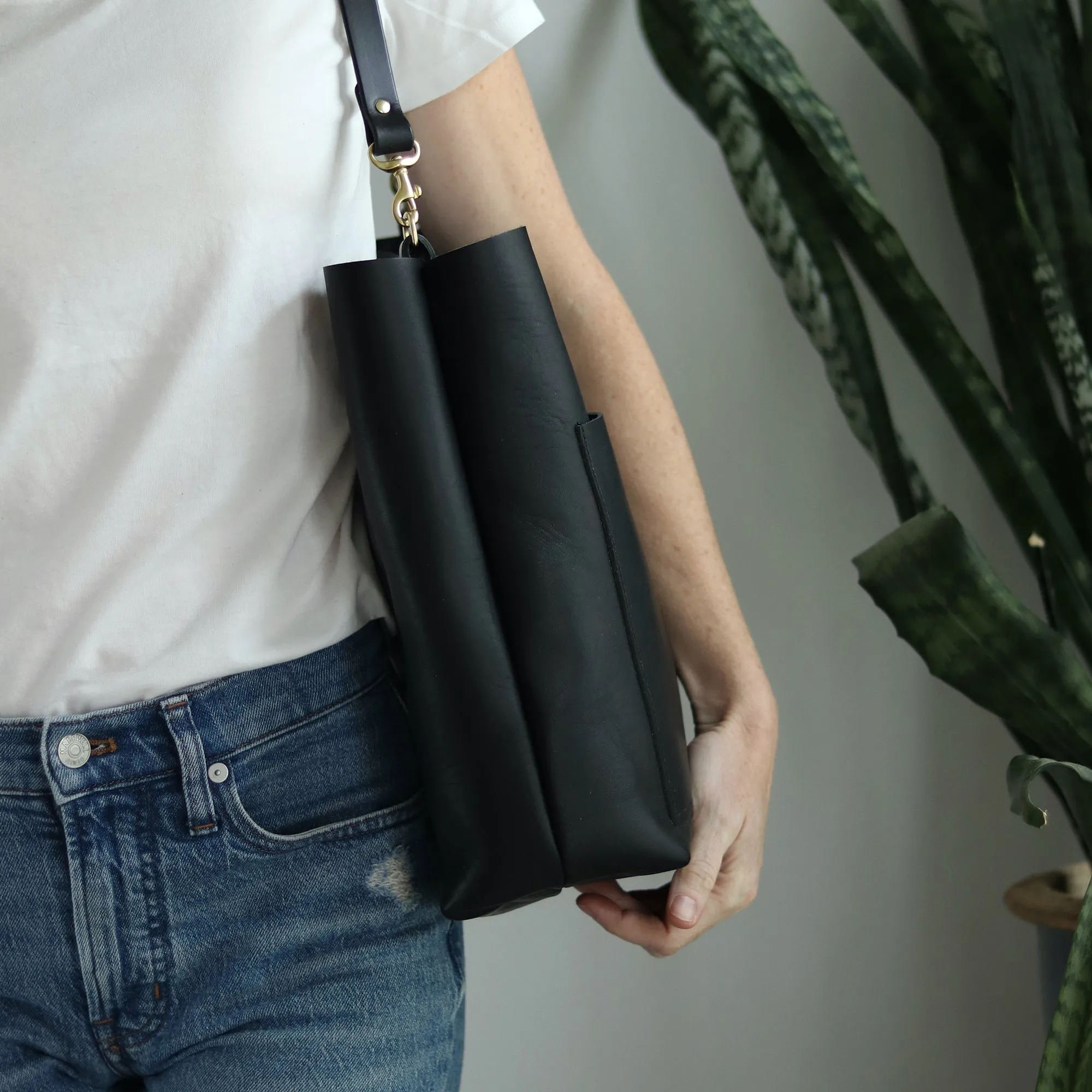 Leather Day Bag - Soft and Slouchy Black