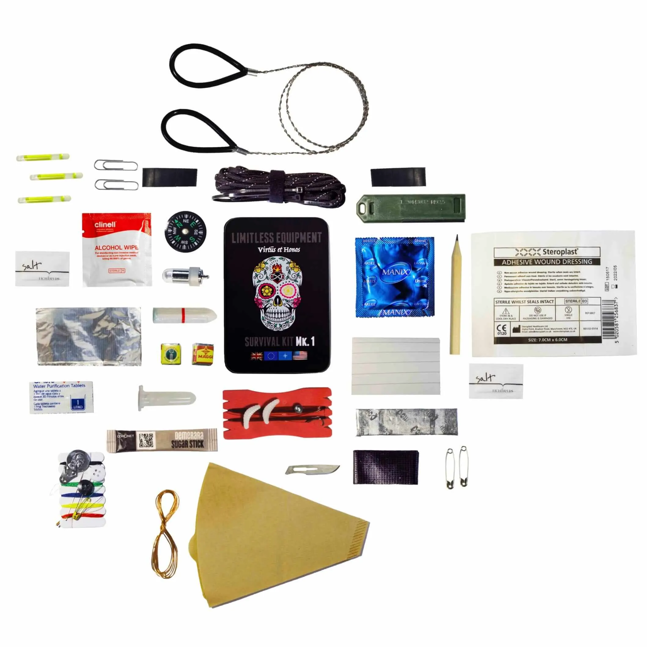 Limitless Equipment MARK 1 Pro Survival Kit: UK MADE, pocket size, pro level contents. 30  items