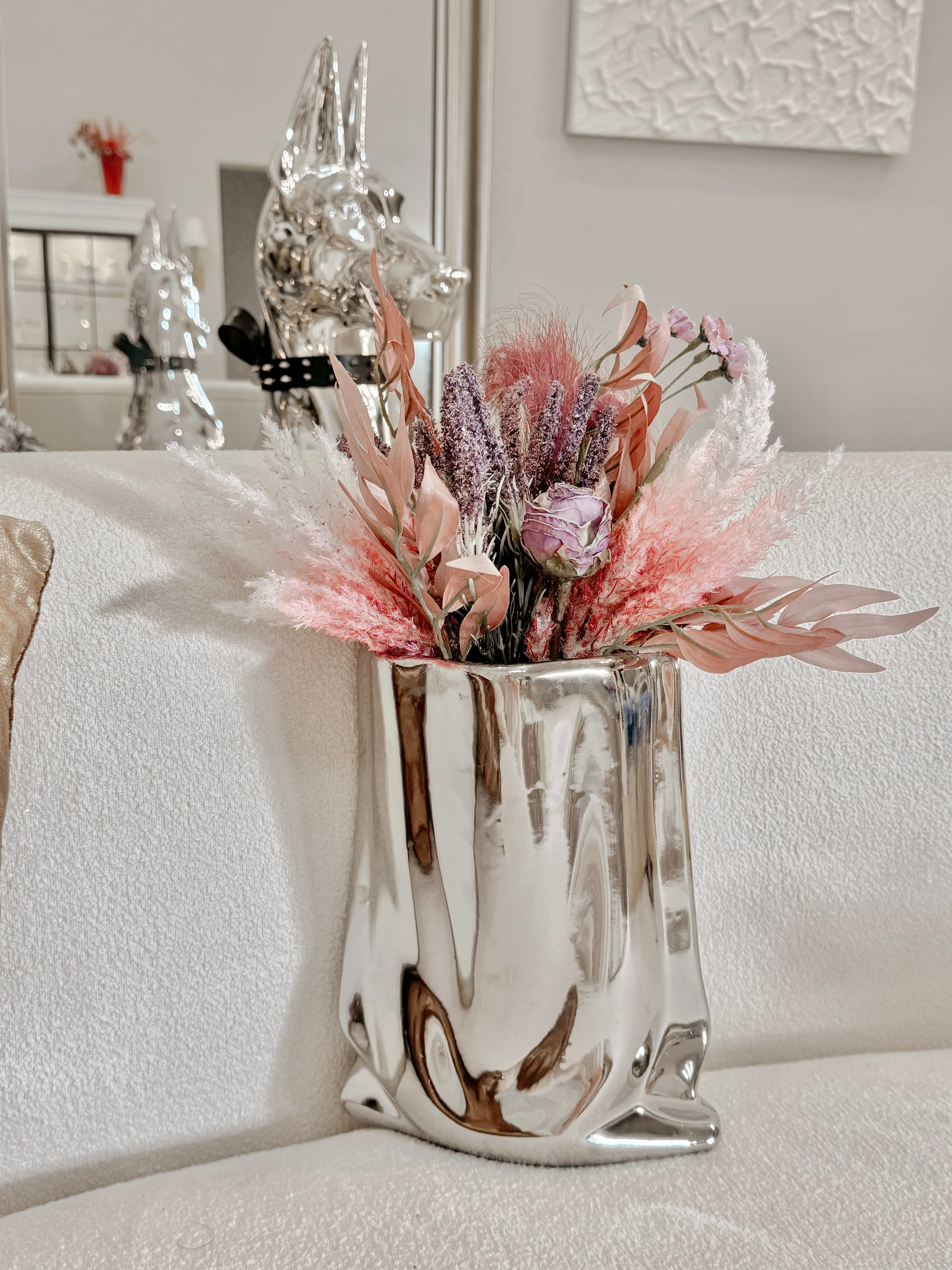 Luxe Bag Vase - Silver Electroplated