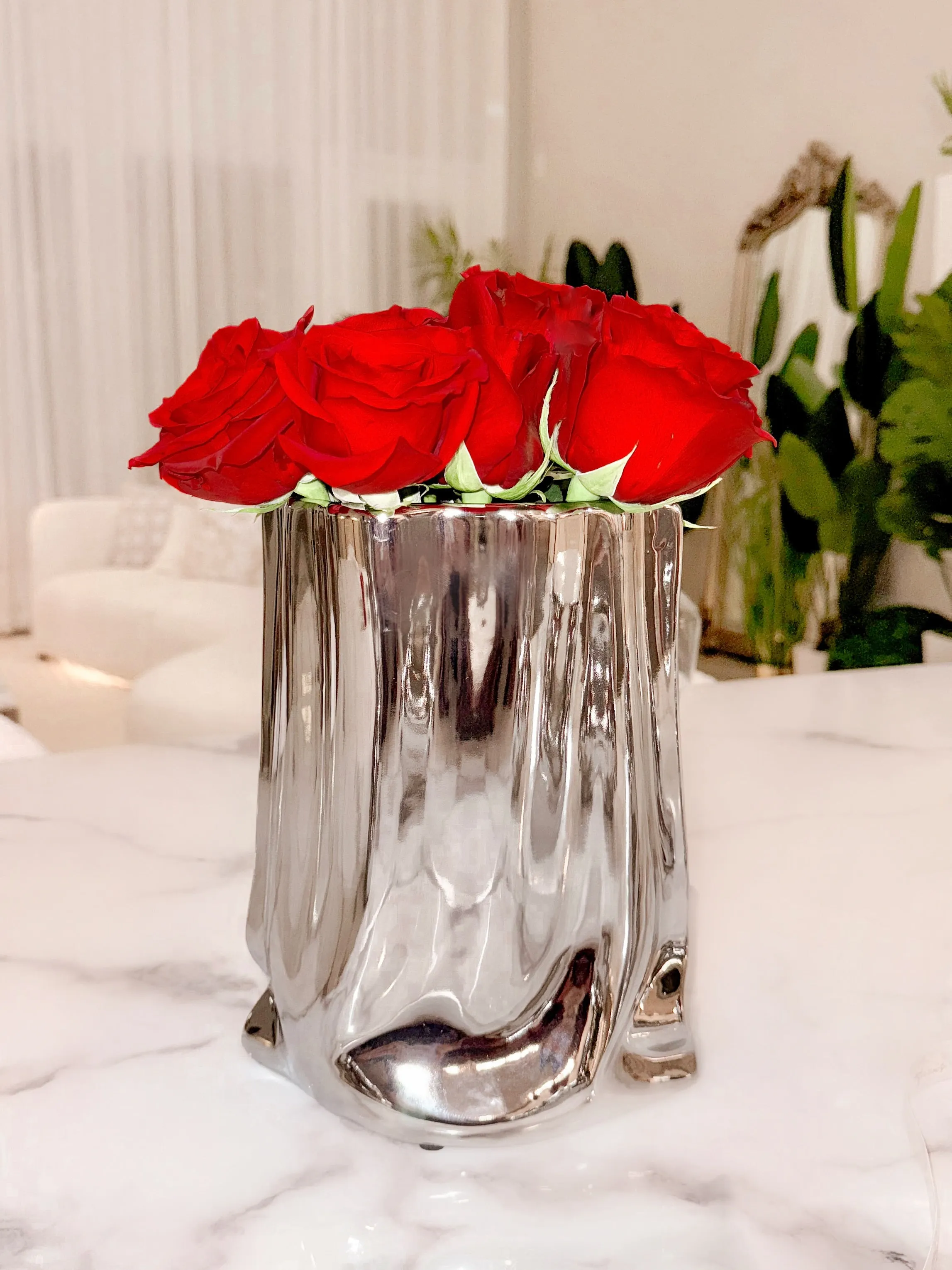 Luxe Bag Vase - Silver Electroplated