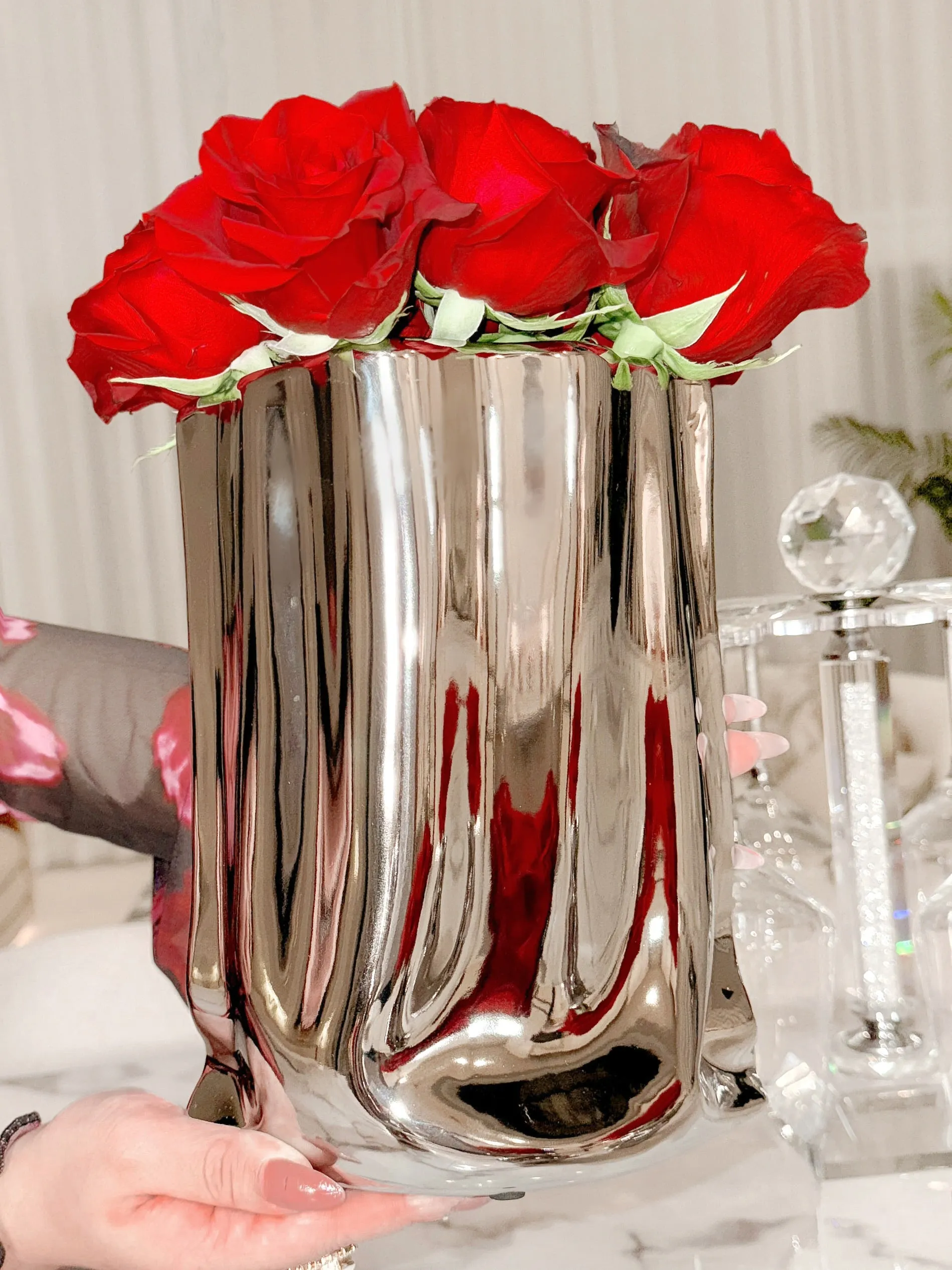 Luxe Bag Vase - Silver Electroplated