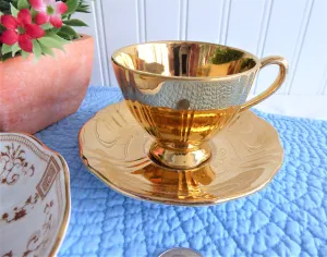 Luxe Royal Winton Golden Age Cup And Saucer Demitasse 1960s Gold Luster