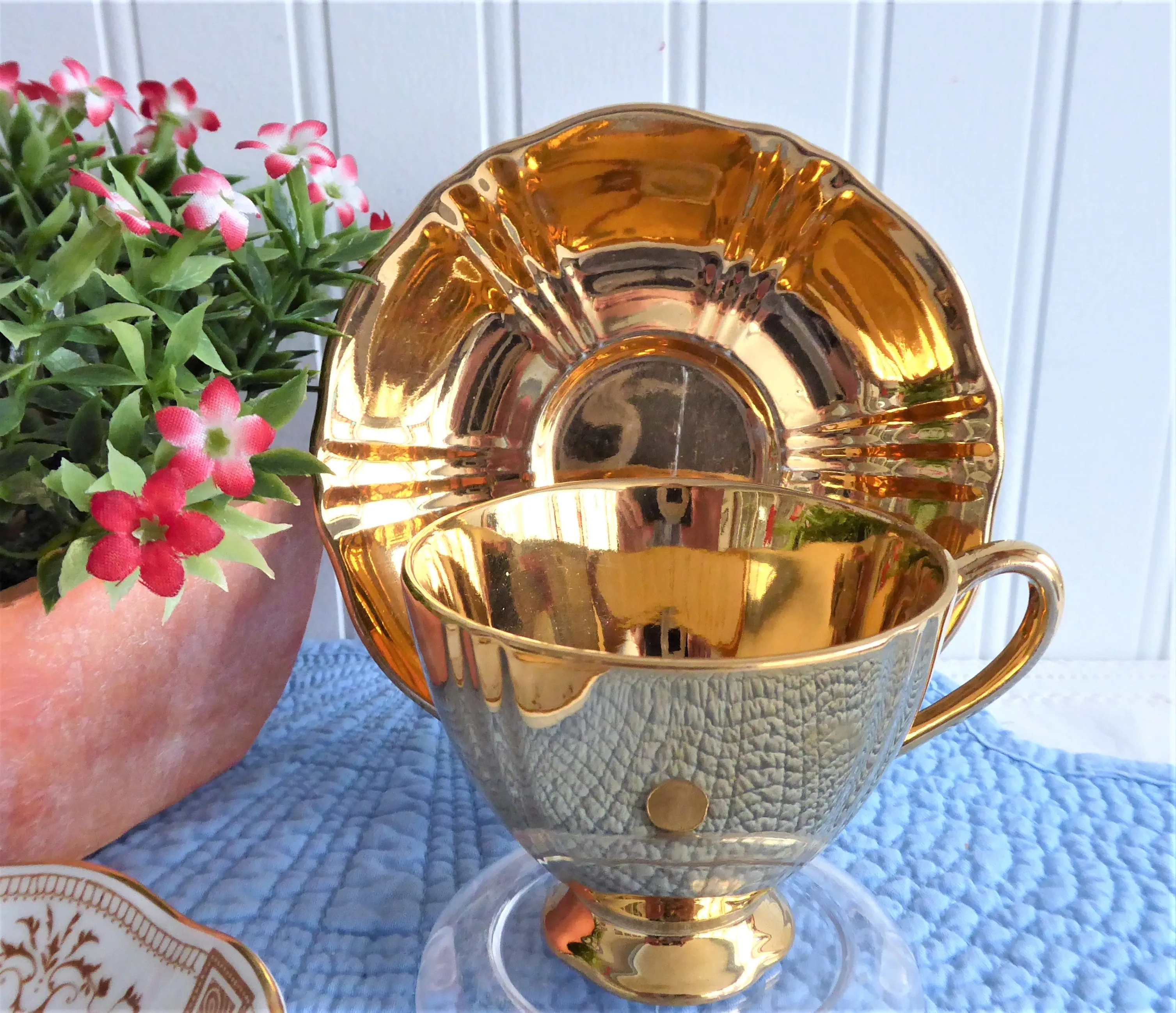 Luxe Royal Winton Golden Age Cup And Saucer Demitasse 1960s Gold Luster