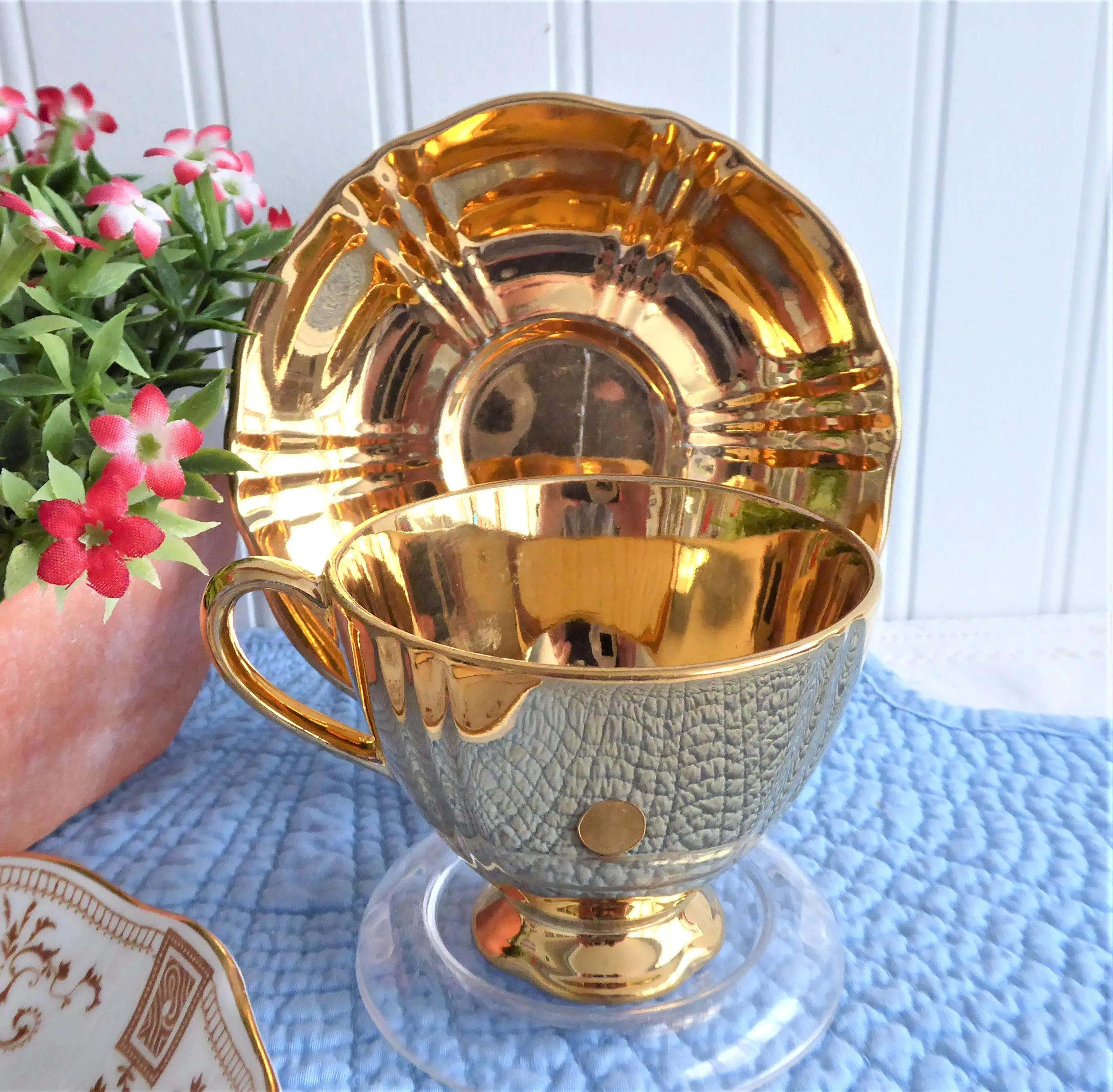 Luxe Royal Winton Golden Age Cup And Saucer Demitasse 1960s Gold Luster