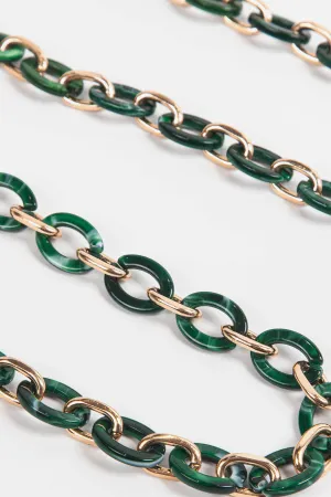 Marbled Oval Link Acrylic Bag Strap Green