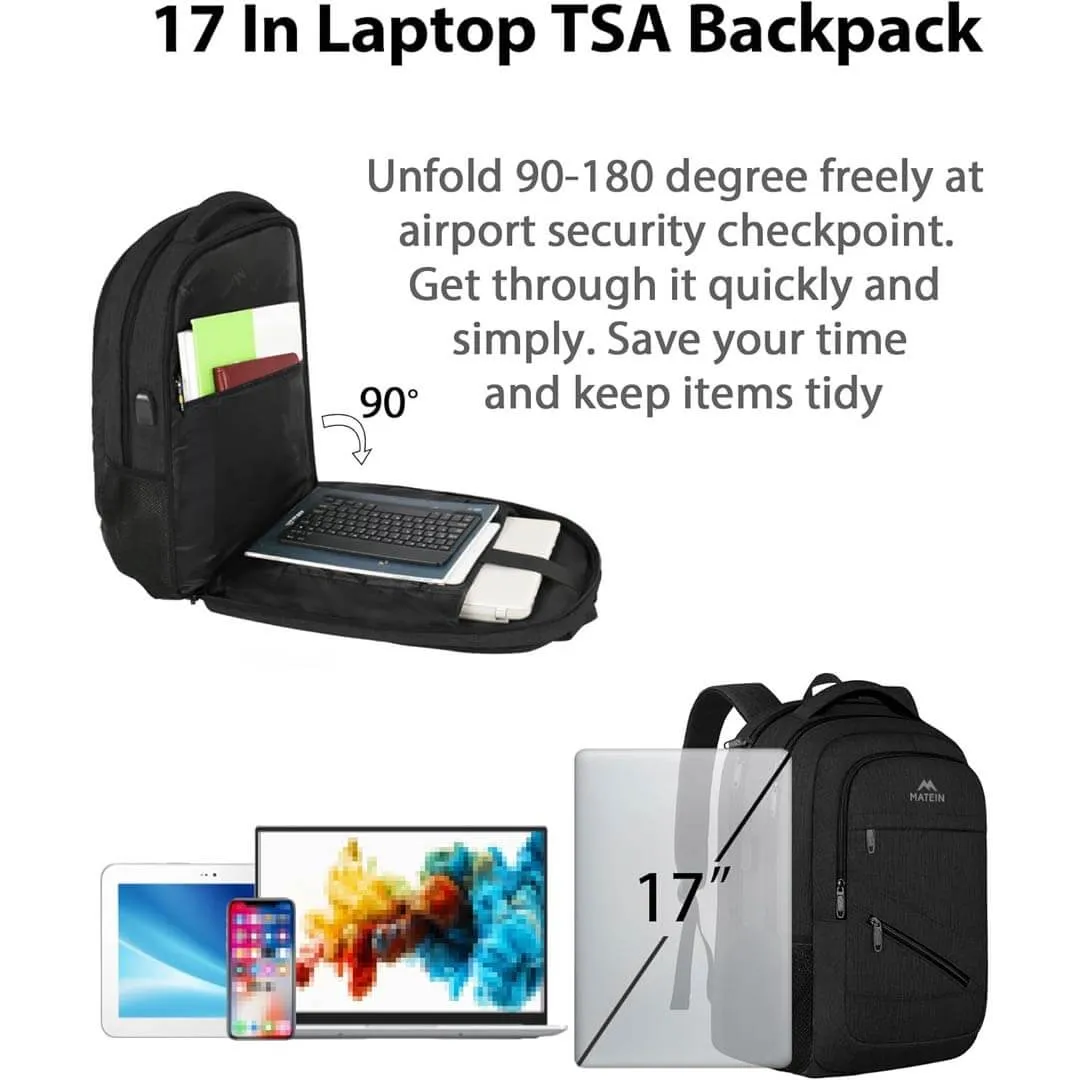 Matein NTE Black Travel Backpack with Laptop Sleeve