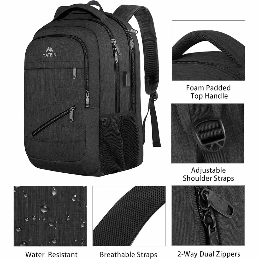 Matein NTE Black Travel Backpack with Laptop Sleeve