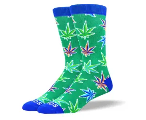 Men's Unique New Green Weed Leaf Socks