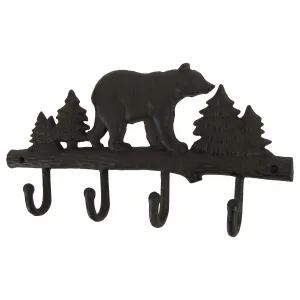 Metal Wall Mount Black Bear Key Ring Hook