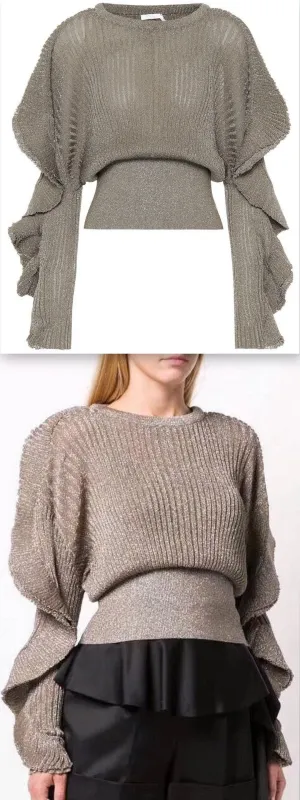 Metallic Ruffle Sweater