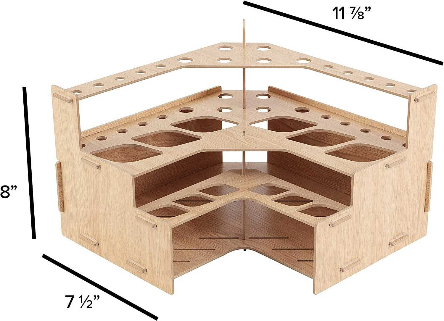 Mezzo Artist Brush and Paint Tube Organizer Corner Rack | Wood Grain Laminate |  Multi-Layer Storage Display Stand | Corner Rack