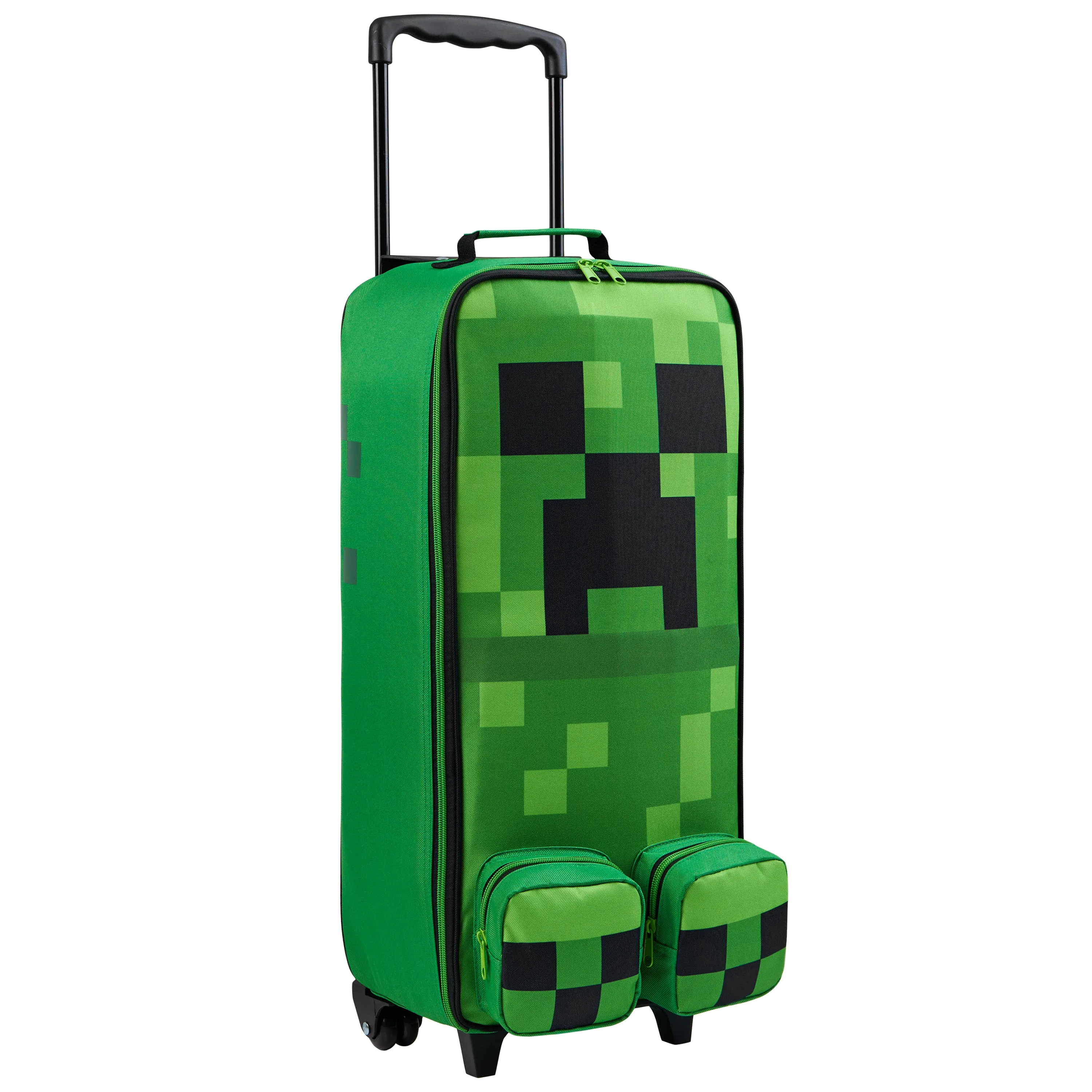 Minecraft Kids Foldable Trolley Bag, 64 x 17 x 25cm, 24.2L Capacity, 4 Wheels - Gamer Travel Essentials