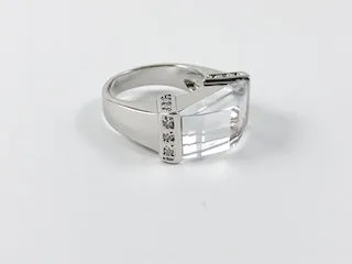 Modern Unique Shaped Crystal Brass Ring