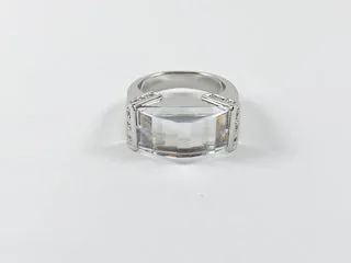 Modern Unique Shaped Crystal Brass Ring