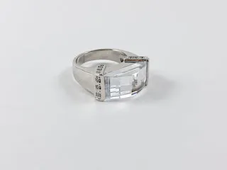 Modern Unique Shaped Crystal Brass Ring