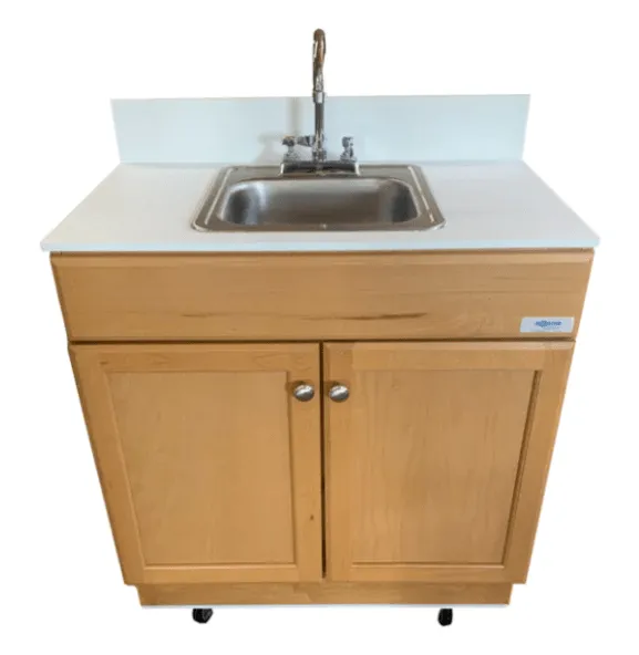 Monsam PSW-007M Portable Sink - White, Gray or Maple Cabinet 38" H