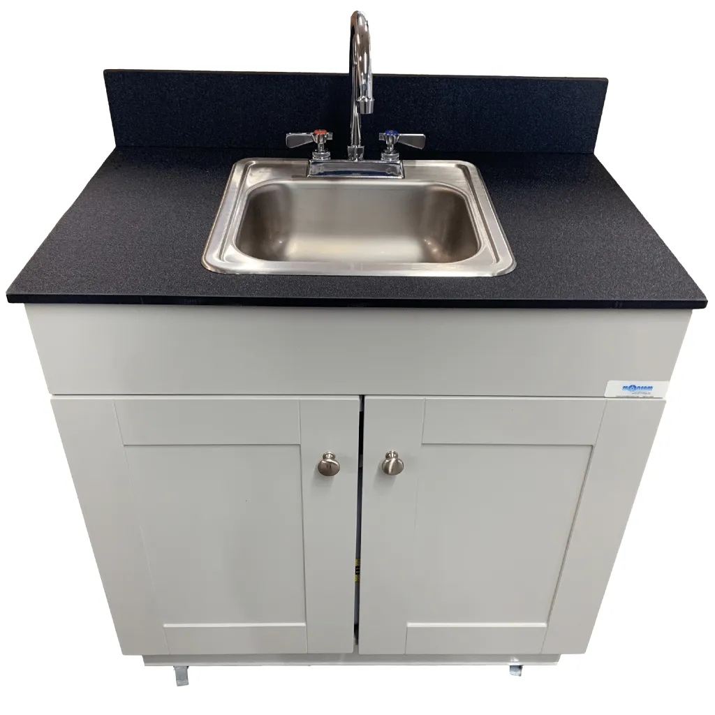 Monsam PSW-007M Portable Sink - White, Gray or Maple Cabinet 38" H