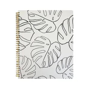 Monstera Outline Pattern Spiral Notebook