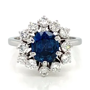 Montana Yogo Sapphire & Diamond Estate Ring