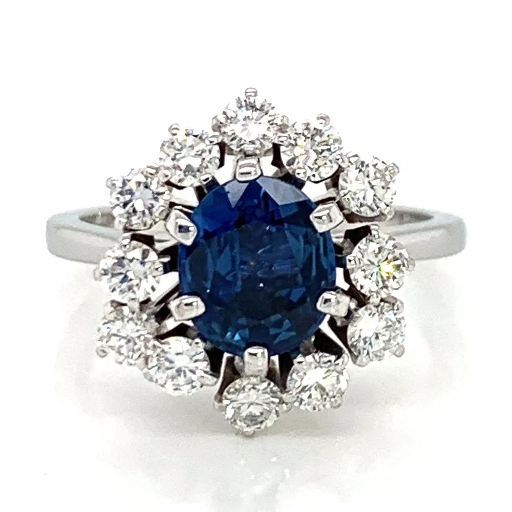 Montana Yogo Sapphire & Diamond Estate Ring