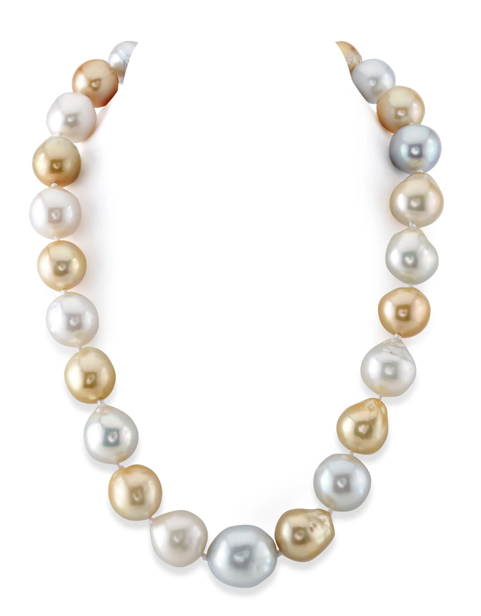 Multicolor White & Golden South Sea Baroque Pearl Necklace, 15.0-20.0mm - AA  Quality