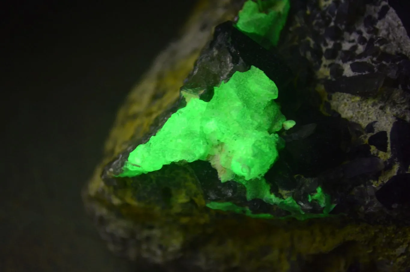 Natural Black Tourmaline Specimen With Hyalite Opal x 1 From Erongo Mountains, Namibia