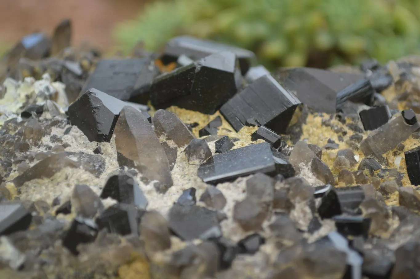 Natural Black Tourmaline Specimen With Hyalite Opal x 1 From Erongo Mountains, Namibia