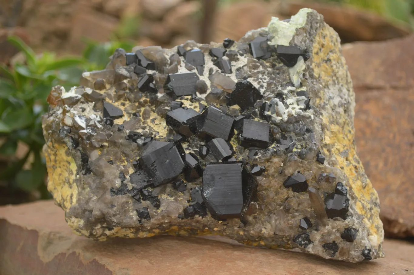 Natural Black Tourmaline Specimen With Hyalite Opal x 1 From Erongo Mountains, Namibia