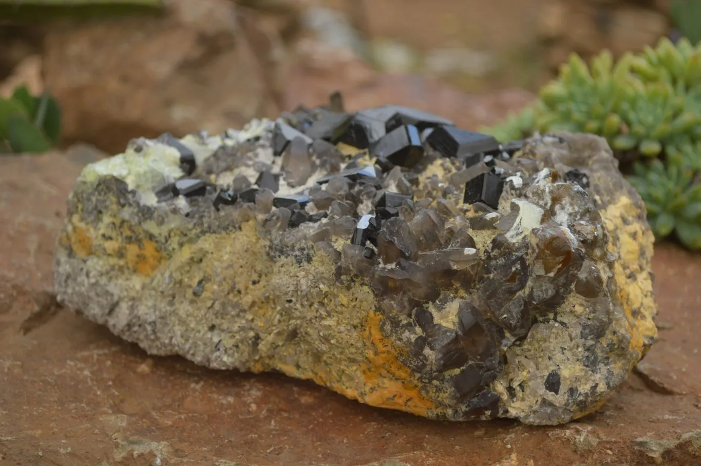 Natural Black Tourmaline Specimen With Hyalite Opal x 1 From Erongo Mountains, Namibia