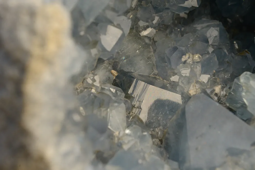 Natural Blue Celestite Geode Specimen With Large Cubic Crystals  x 1 From Sakoany, Madagascar