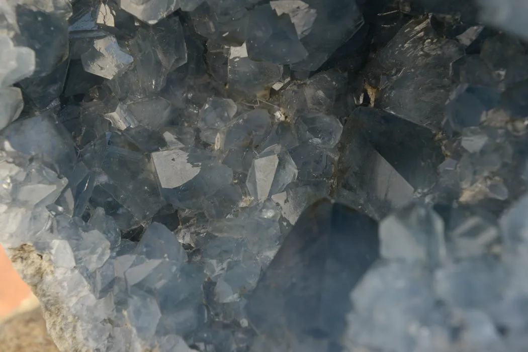 Natural Blue Celestite Geode Specimen With Large Cubic Crystals  x 1 From Sakoany, Madagascar