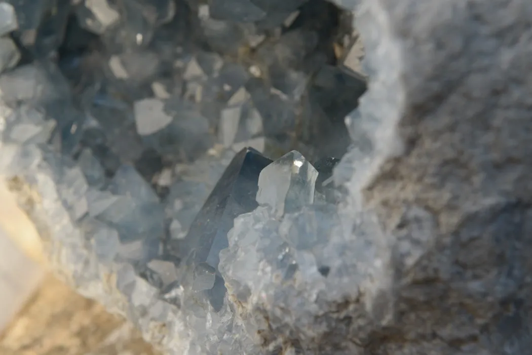 Natural Blue Celestite Geode Specimen With Large Cubic Crystals  x 1 From Sakoany, Madagascar