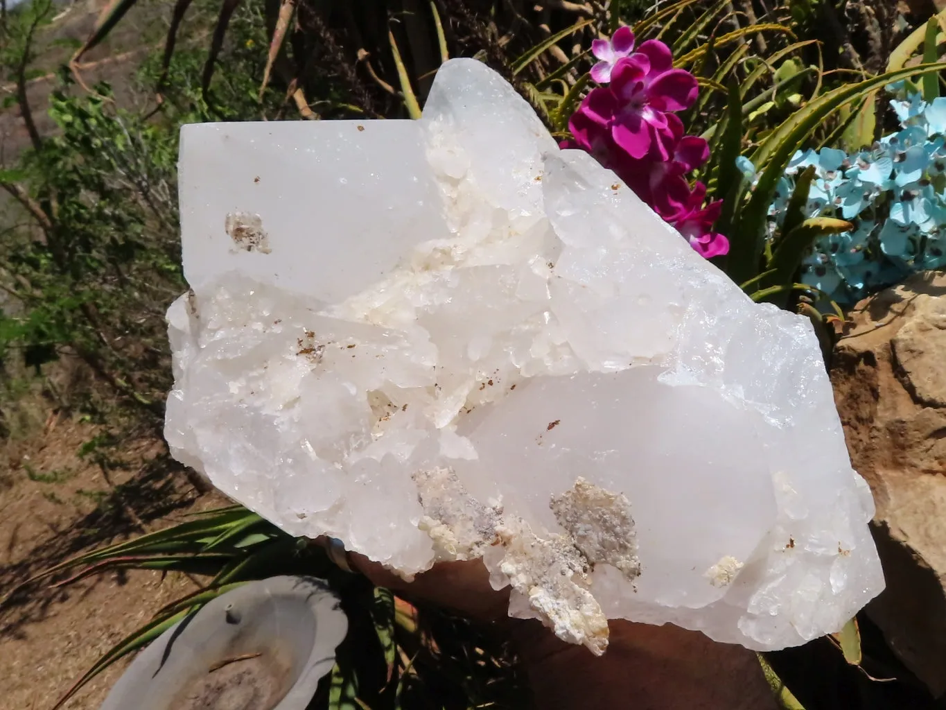 Natural Extra Large Icey Etched Floater Quartz Cluster x 1 from Madagascar