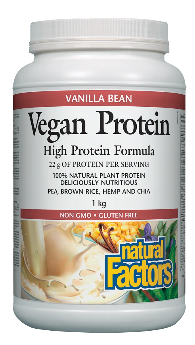 Natural Factors Vegan Protein High Protein Formula Vanilla Bean 1kg