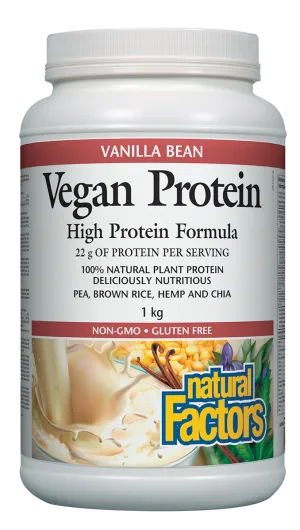 Natural Factors Vegan Protein High Protein Formula Vanilla Bean 1kg