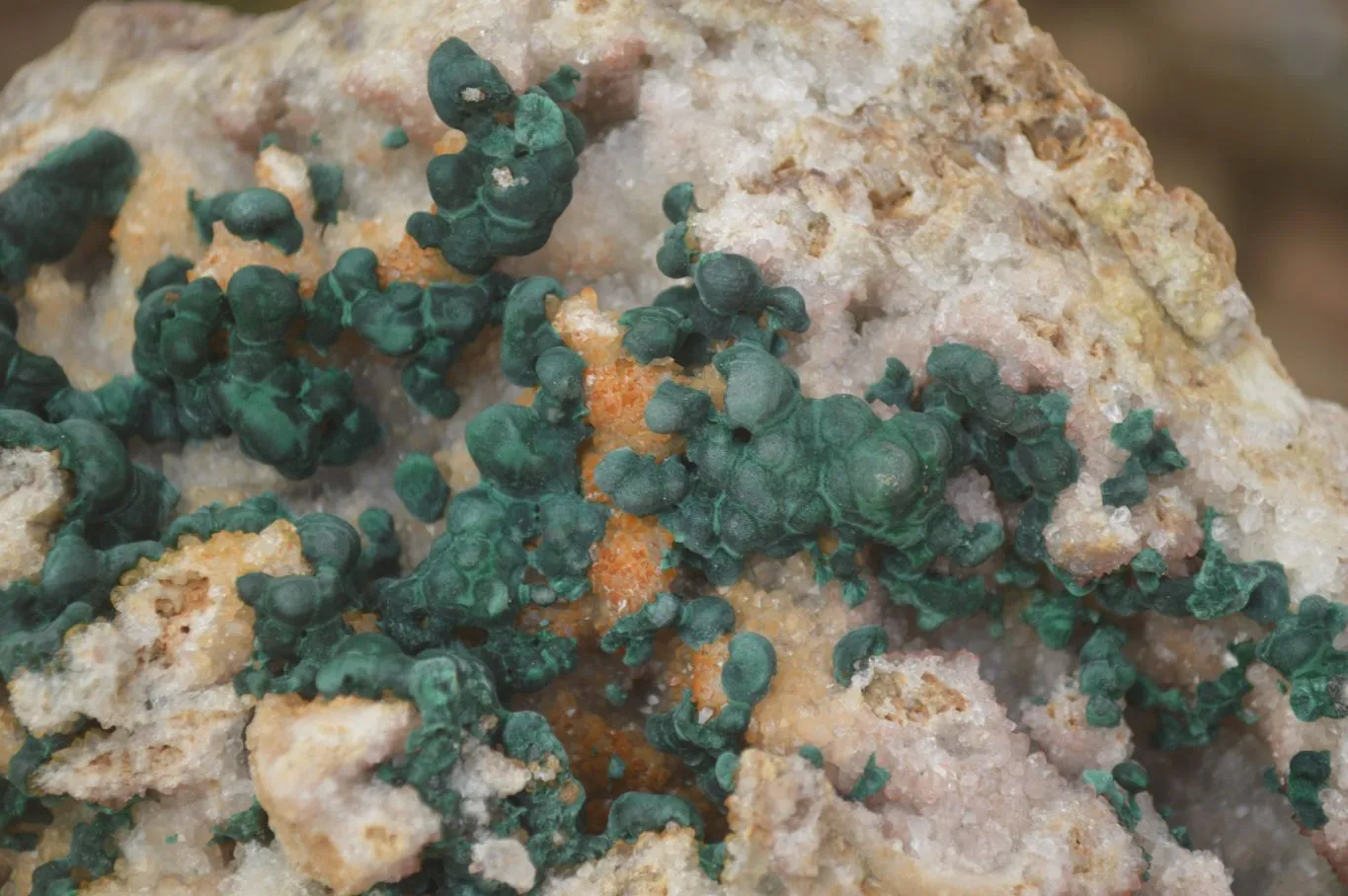 Natural Rare Ball Malachite On Golden Limonite Quartz & Dolomite Specimen x 1 From Kambove, Congo