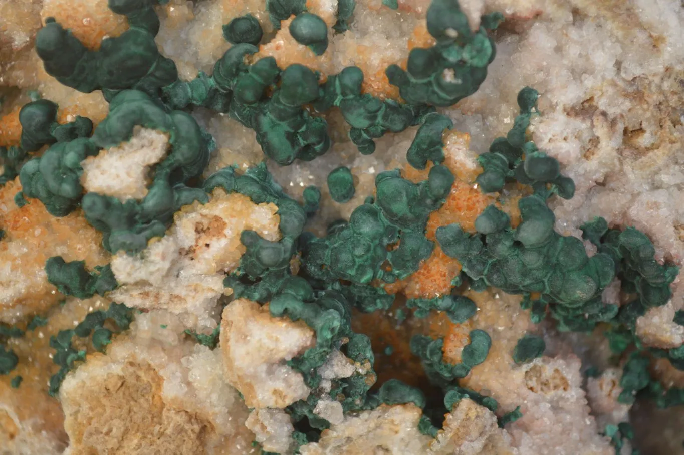 Natural Rare Ball Malachite On Golden Limonite Quartz & Dolomite Specimen x 1 From Kambove, Congo