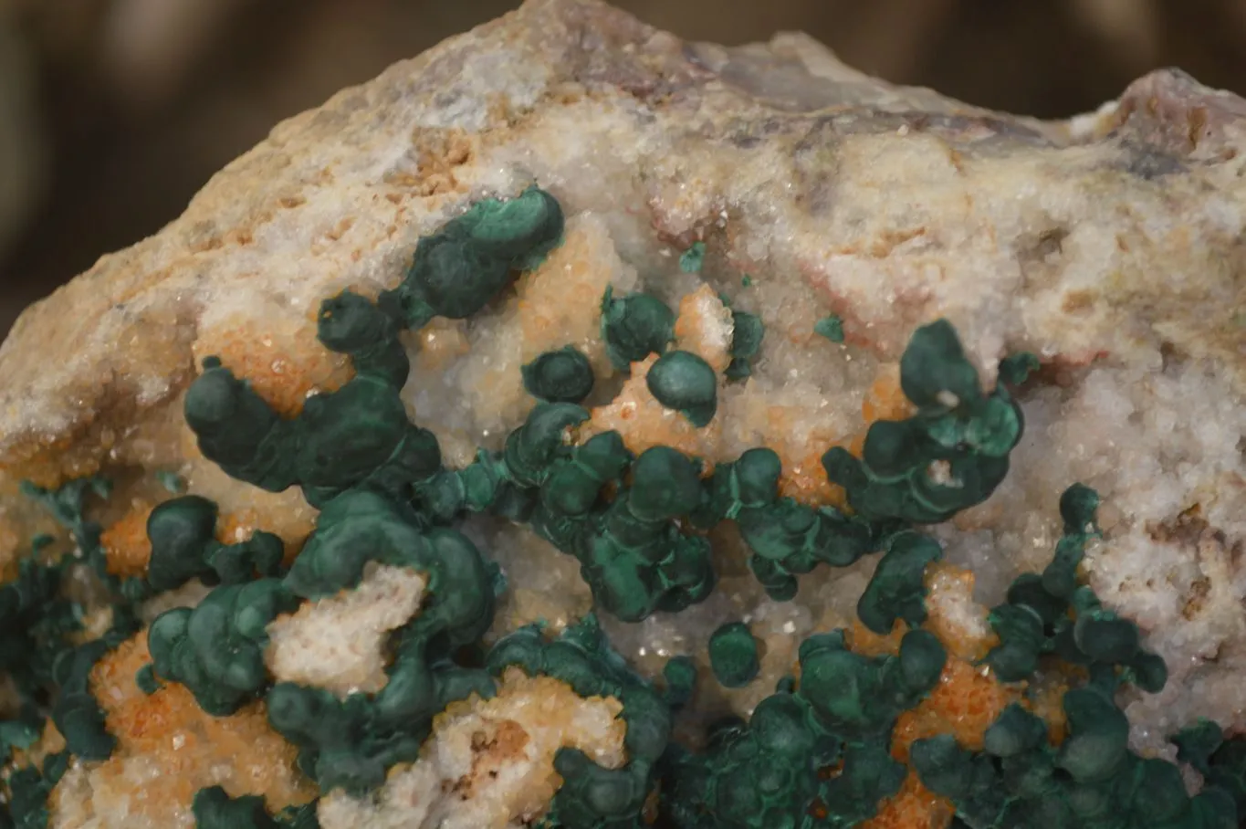 Natural Rare Ball Malachite On Golden Limonite Quartz & Dolomite Specimen x 1 From Kambove, Congo