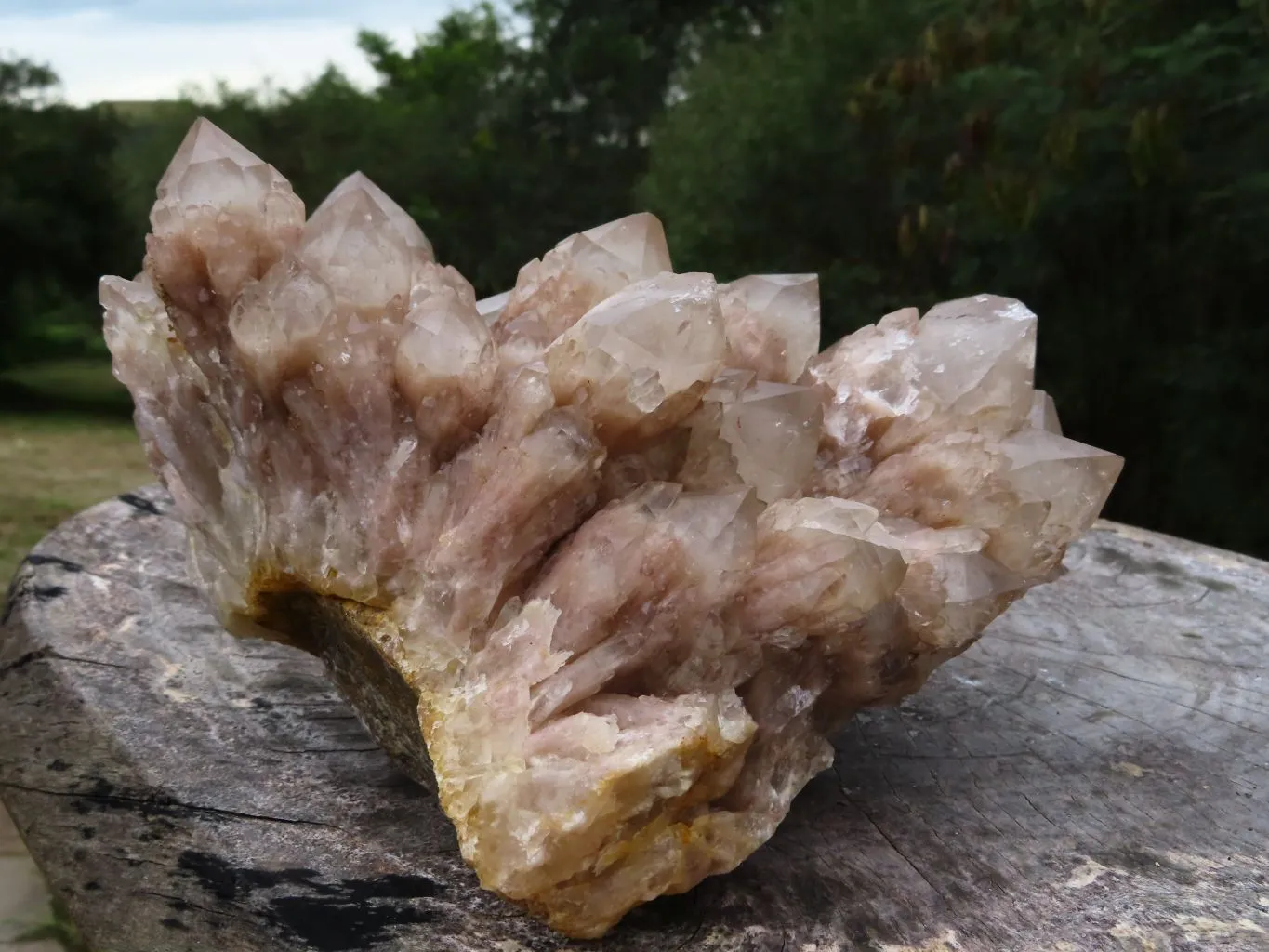 Natural White Phantom Cascading Smokey Quartz Cluster x 1 From Luena, Congo