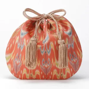 Nishijin-ori Small Drawstring Bag - Japanese Kasuri Pattern -,  Made in Kyoto, Japan,  Japanese traditional craft purse