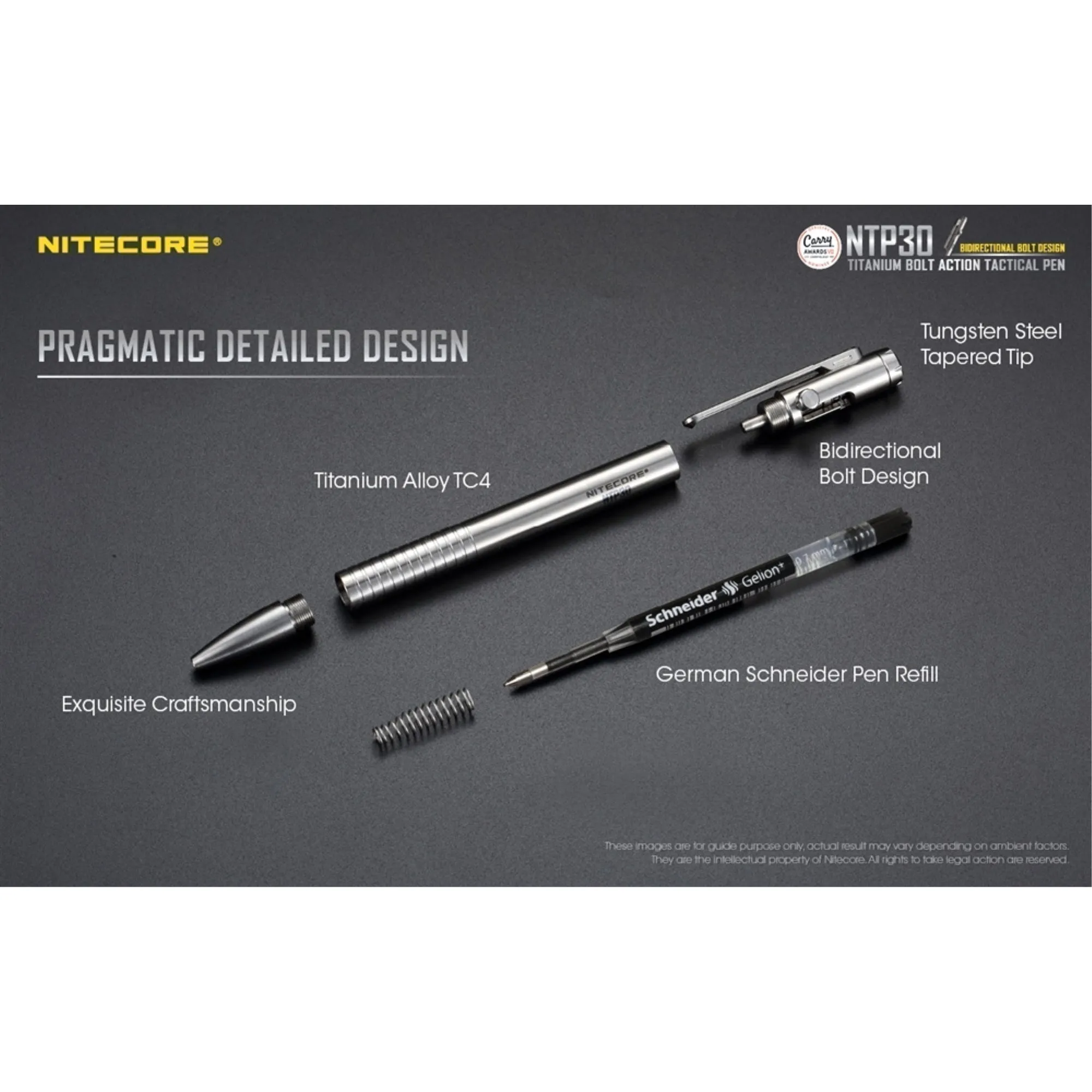 Nitecore NTP30 Titanium Bidirectional Bolt Action Multifunction Pen