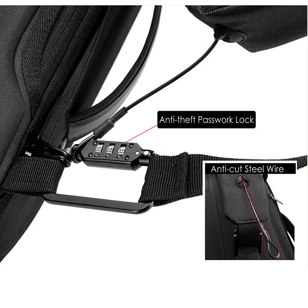 Office Waterproof Backpack/Briefcase With Password Lock,External USB For 15.6 inch Laptop