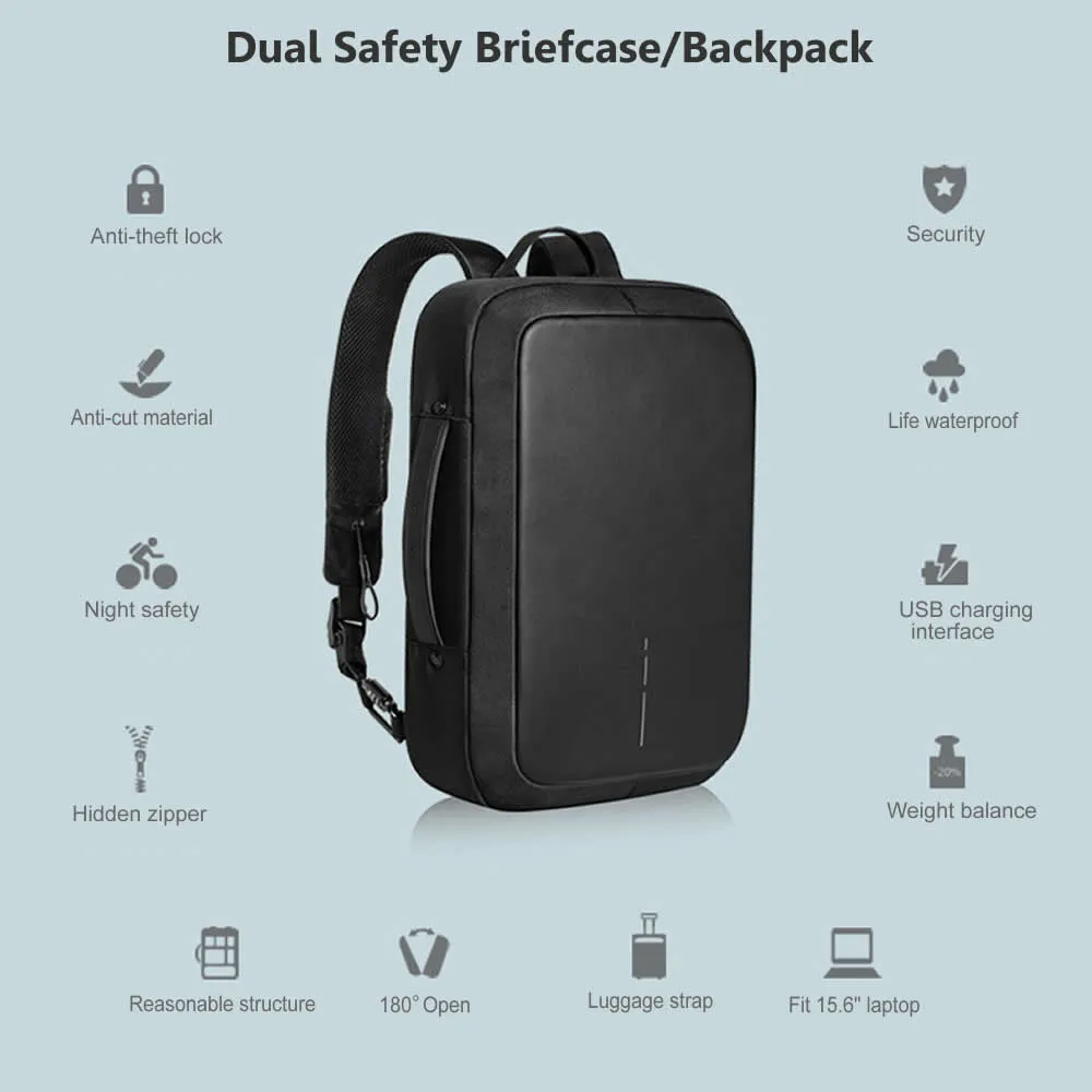 Office Waterproof Backpack/Briefcase With Password Lock,External USB For 15.6 inch Laptop