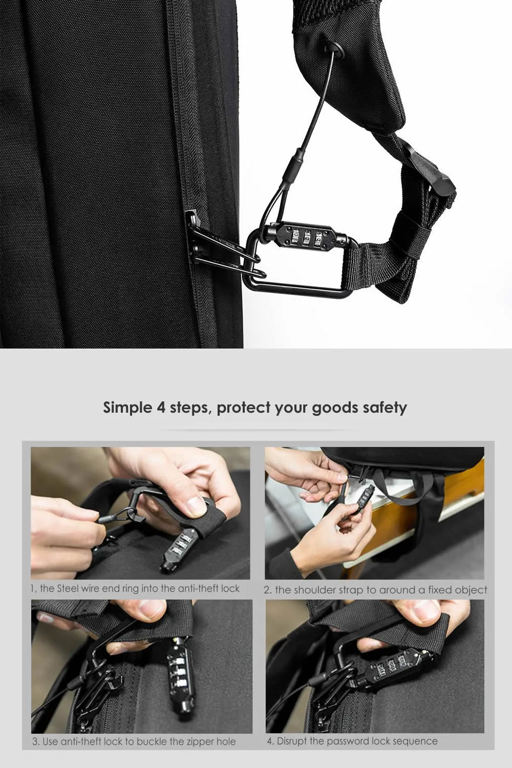 Office Waterproof Backpack/Briefcase With Password Lock,External USB For 15.6 inch Laptop