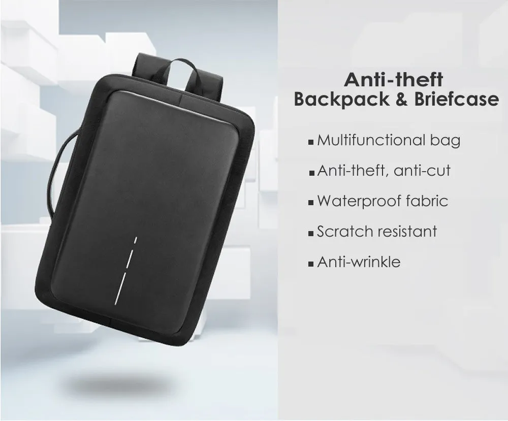 Office Waterproof Backpack/Briefcase With Password Lock,External USB For 15.6 inch Laptop