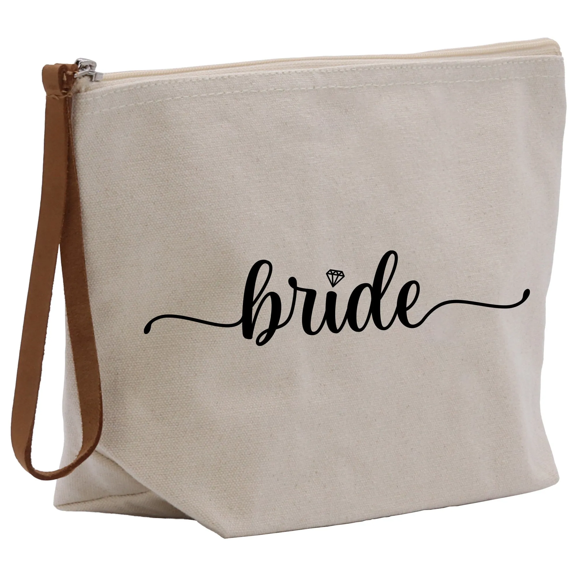 Personalized Name Cotton Canvas Accessory Pouch Small Custom Name Makeup Bag Bride Clutch Pouch Travel Cosmetic Make Up Bag (BMP1001)